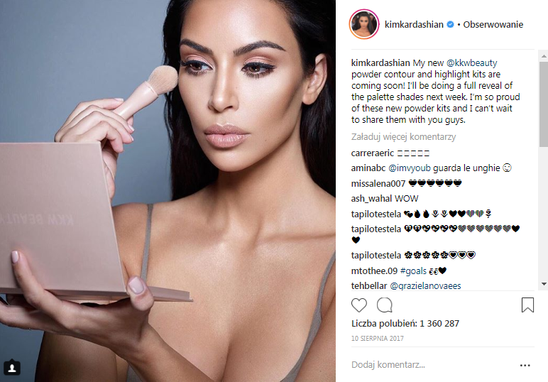 Konturowanie printscreen instagram @kimkardashian